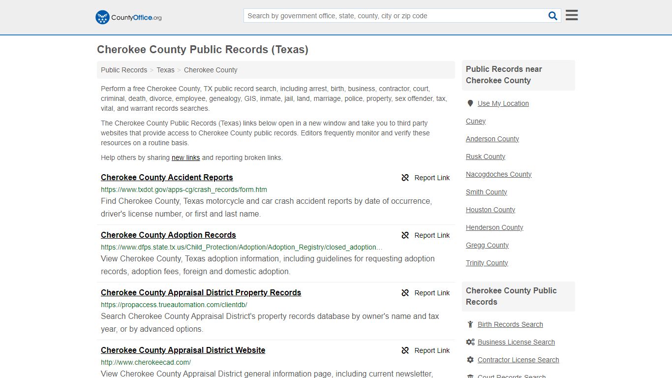 Cherokee County Public Records (Texas) - County Office