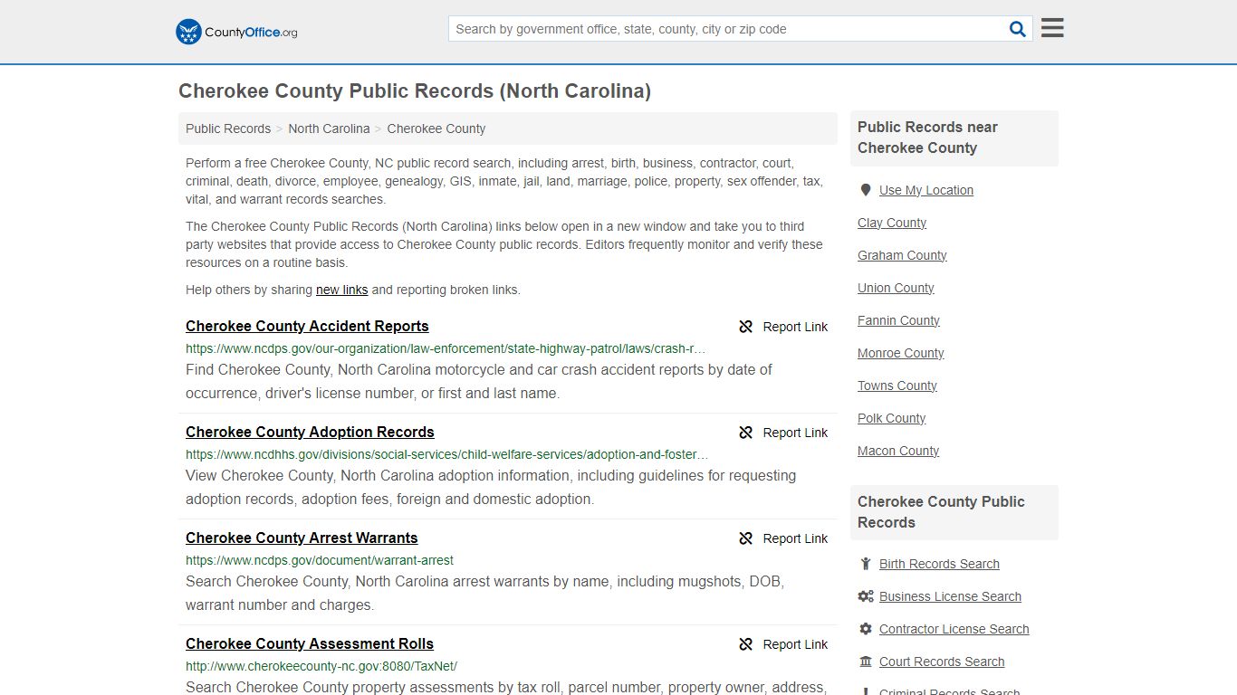 Cherokee County Public Records (North Carolina) - County Office