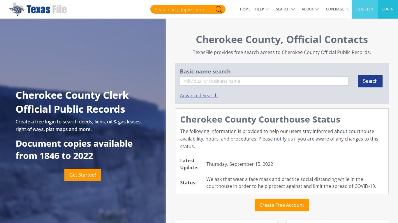 Cherokee County Clerk Official Public Records | TexasFile